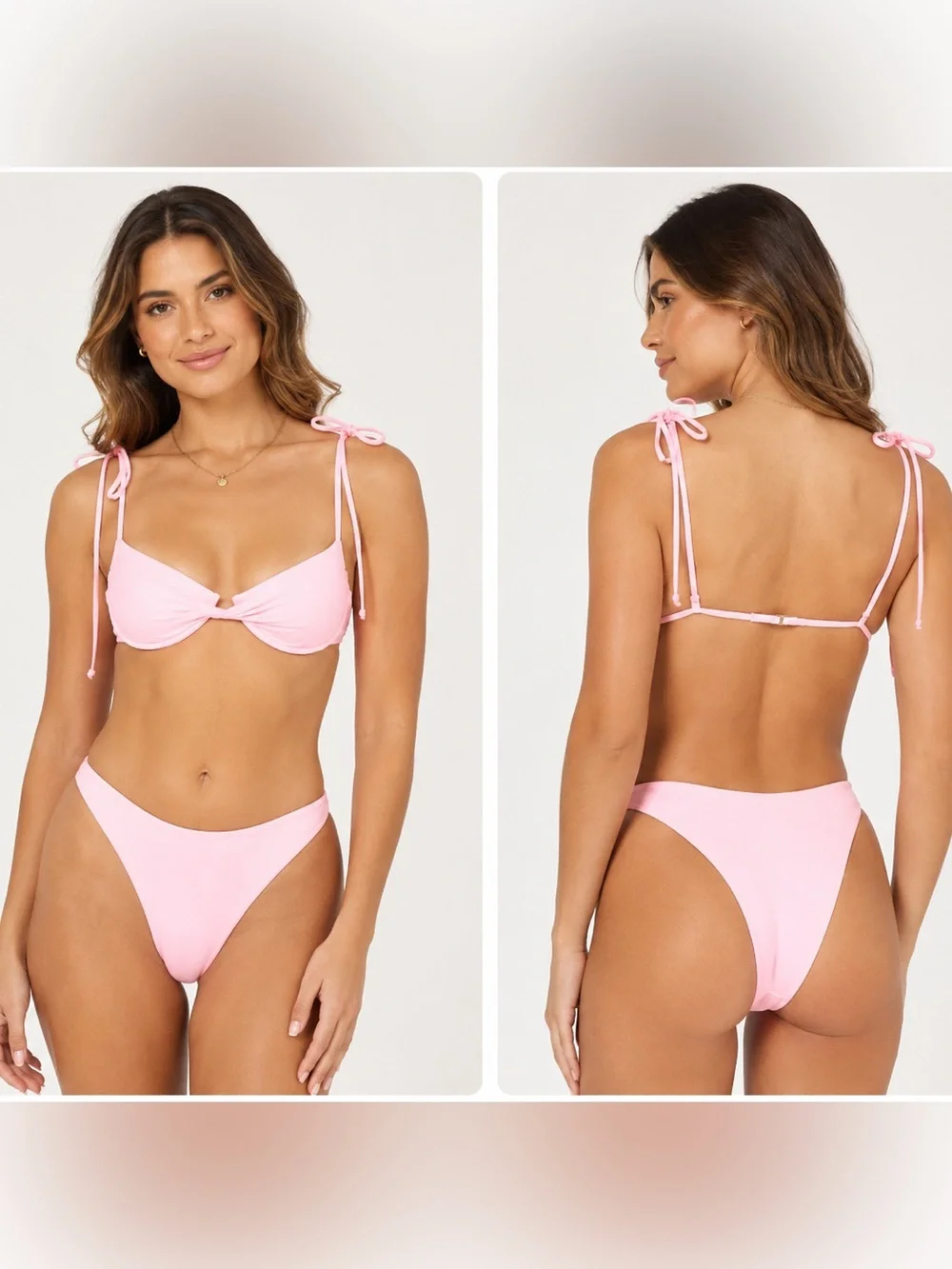 l*space Kerri Top (XL) & Leilani Bitsy Bottom (L) bikini set in Crystal Pink NWT